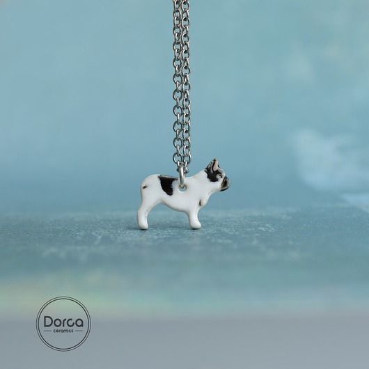 Buldog francuski mini zawieszka ceramiczna Dorca