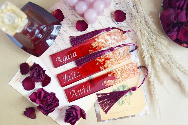 zakładki do książek Zakładka Imienna PERSONALIZOWANA - burgund