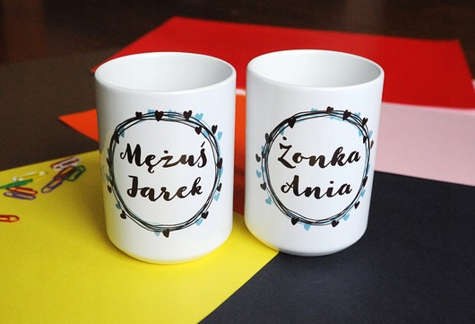 kubki Mężuś i Żonka z imieniem, zestaw, personalizacja