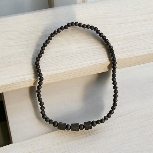 biżuteria męska OCHRONNY naszyjnik : czarny turmalin & lawa