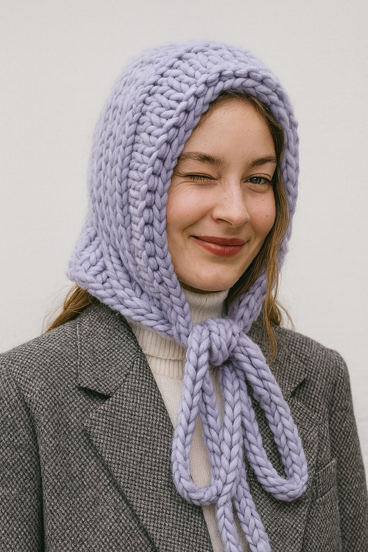 czapki damskie BONBON balaclava x bonnet fiolet