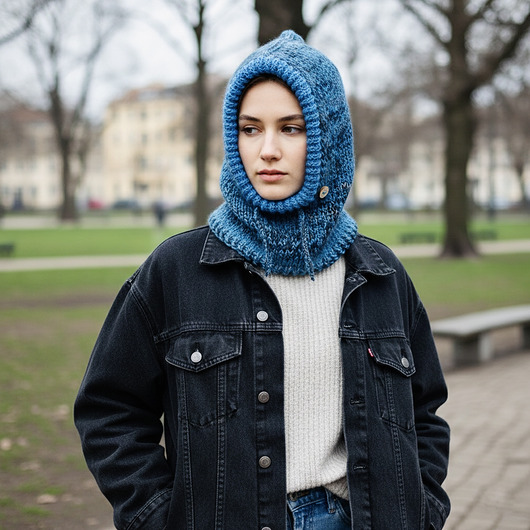 czapki damskie Ciepła balaclava oversize kominiarka kaptur zamiast czapki z wełną