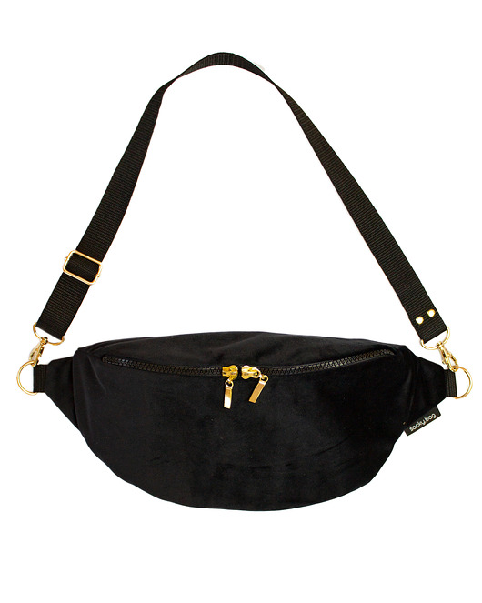 Czarna welurowa nerka sacky bag