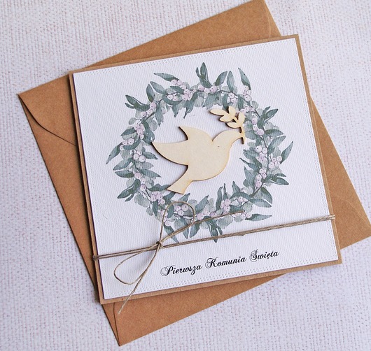 kartki na komunię Kartka z życzeniami : I Komunia Święta : gołąb IV