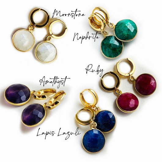 kolczyki z kamieniami Kolczyki z kamieniami,  srebro pozłacane