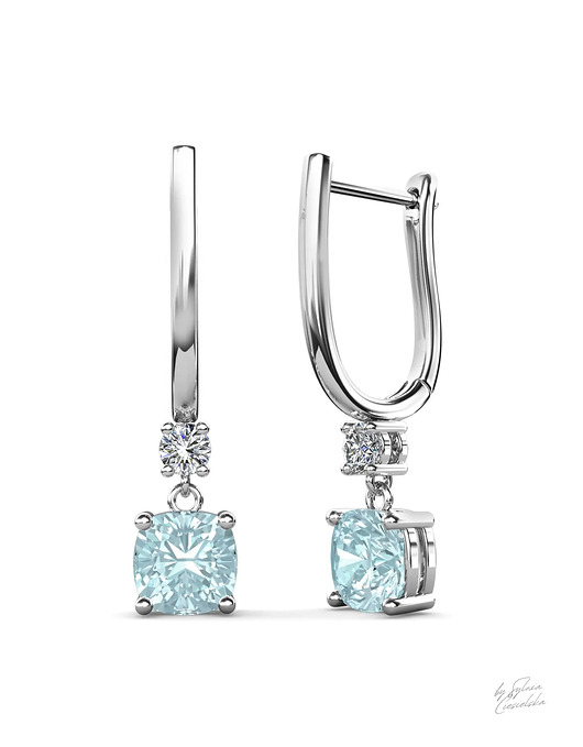 kolczyki srebrne Srebrne Kolczyki z Naturalnym Kamieniem Topaz 1,25 karata Sky Blue I