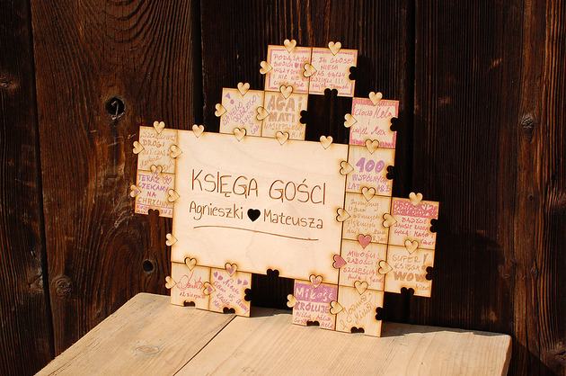 księgi gości i albumy ślubne Księga gości - puzzle, drewniana układanka
