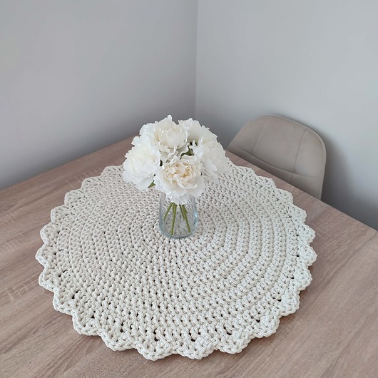 podkładki do kuchni Podkładka ze sznurka na stolik kawowy szydełkowa 60cm