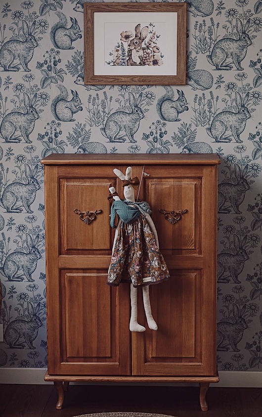 lalki Ręcznie szyty króliczek z maluchem Vintage Roses