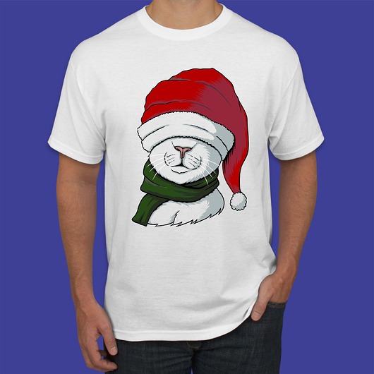 t-shirty męskie Koszulka  z nadrukiem Christmas cat