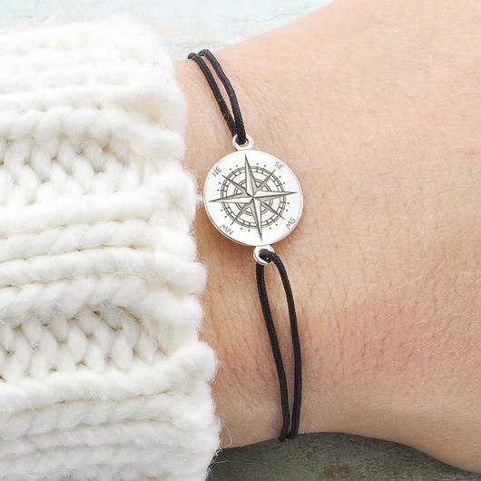 bransoletki na sznurku Srebrny Kompas bransoletka na sznurku