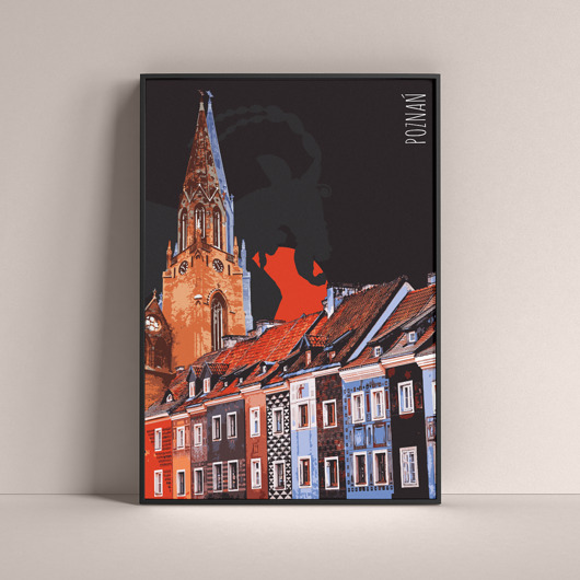 plakaty Poznań - autorski plakat, kolorowy kolaż, miasto. Na ścianę, do salonu