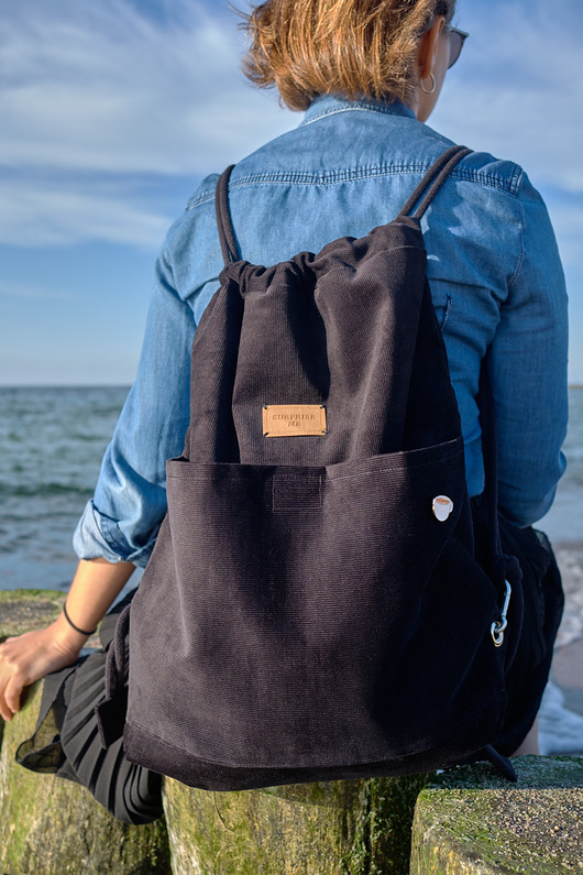 plecaki Plecak worek, sztruks CZARNA CZWÓRECZKA