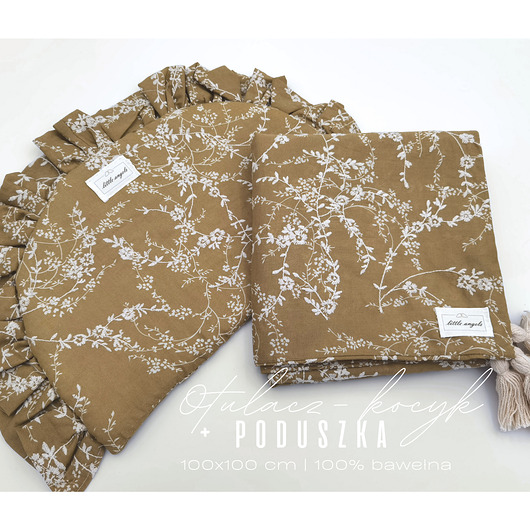 kocyki, kołderki, pościel dla dzieci Gotowy prezent - bawełniany otulacz kocyk + poduszka  100x100 cm