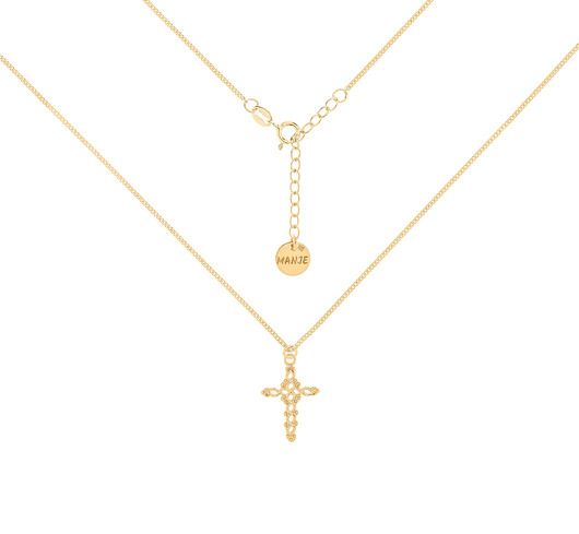 chokery Pozłacany choker pancerka z krzyżem