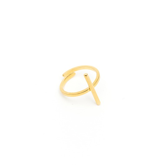 pierścionki - różne Pozłacany pierścionek z jednym patyczkiem