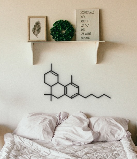 Ozdoby na ścianę THC molekuły - artystyczna geometryczna dekoracja ścienna