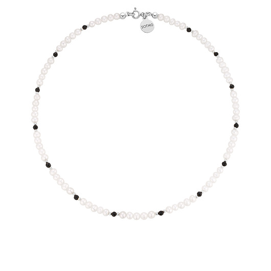 srebrne naszyjniki Srebrny naszyjnik z pereł naturalnych i onyksem