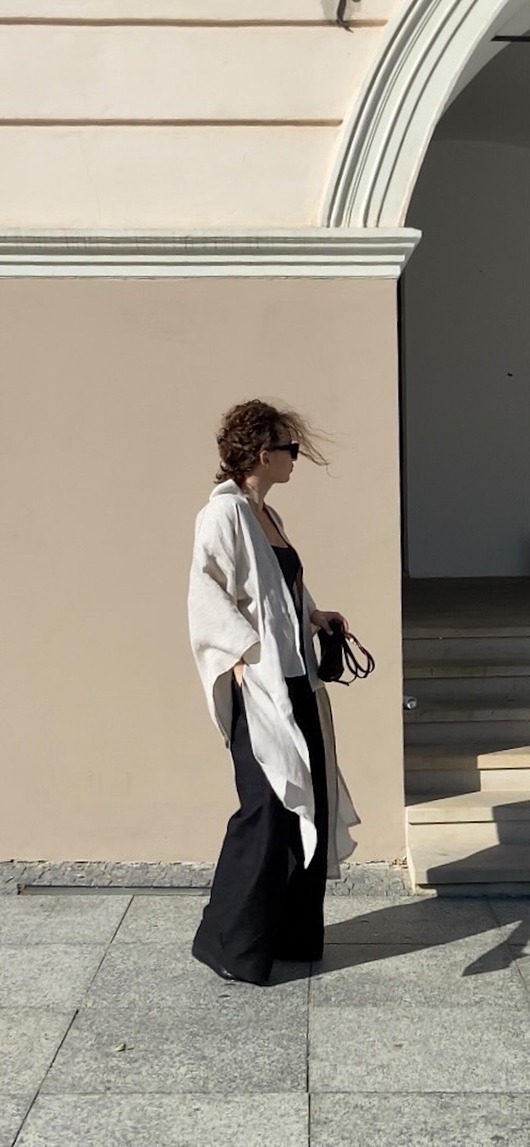 sukienki maxi damskie Lniane kimono nr 9 100% LEN