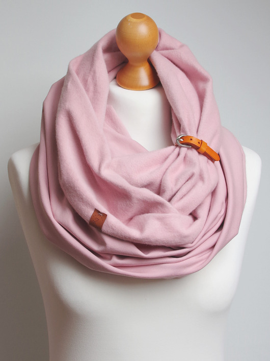 szale damskie Duży gruby zimowy komin damski, KOMIN oversize z zapinką skórzaną