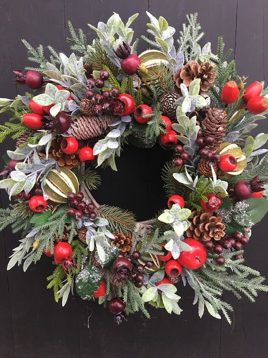 wianki bożonarodzeniowe wianek bożonarodzeniowy z mandarynkami