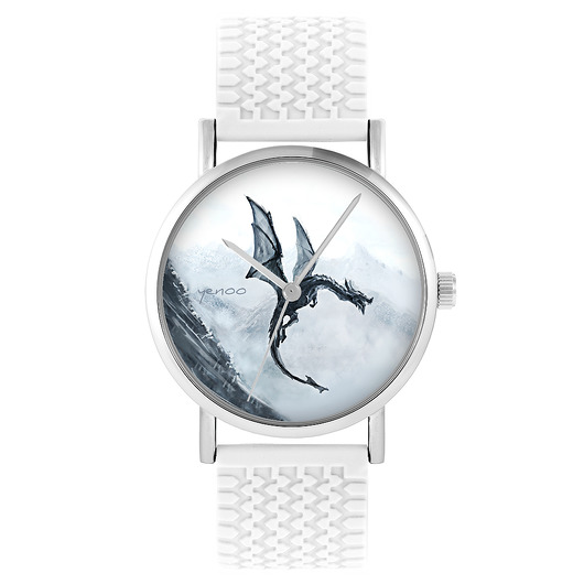 zegarki unisex Zegarek - Czarny smok - silikonowy, biały