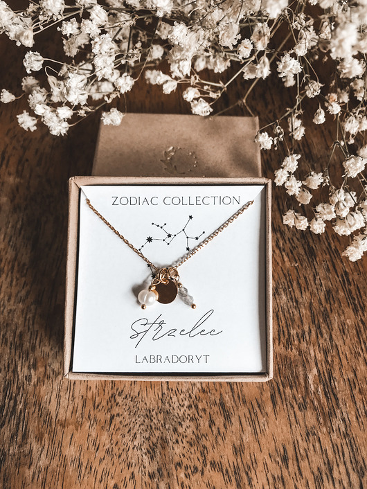 złote naszyjniki Naszyjnik znak zodiaku Strzelec labradoryt