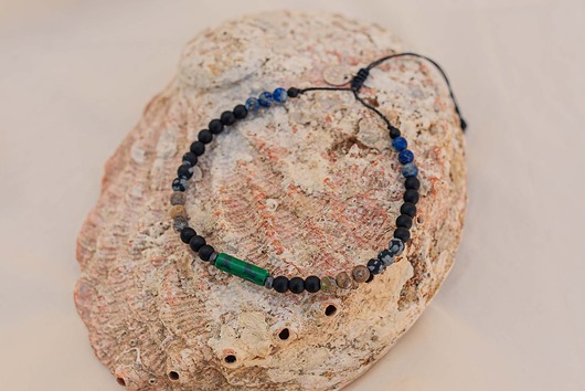 biżuteria męska Bransoletka Męska Strzelec Malachit Chalcedon Lapis Lazuli