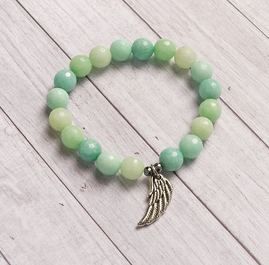 bransoletki z kamieni naturalnych Minty shades - skrzydło anioła - jadeit