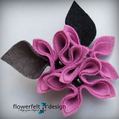 Wrzosowa z czarnym i szarym  FlowerFelt Design
