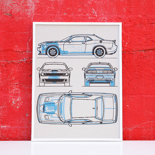 grafiki i ilustracje WYDRUK NA TEKTURZE 30X40 cm DODGE CHALLENGER NEW
