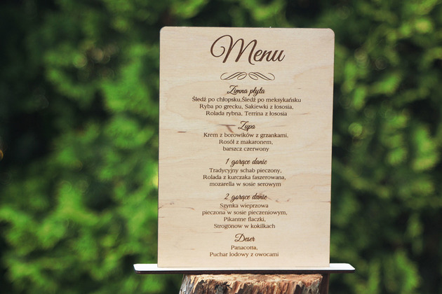 Ślub - inne Menu weselne