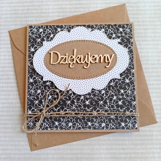 kartki scrapbooking DZIĘKUJEMY : kartka handmade : podziękowanie