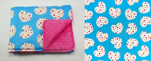Gruby zimowy dwustronny kocyk,  SERCA różowy Little Sophie