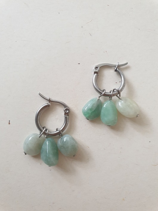 kolczyki z kamieniami Kolczyki TRIO jadeit zielony