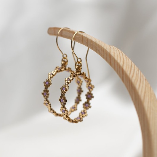 kolczyki pozłacane Kolczyki CELESTE ręcznie szyte, srebro 925 pozłacane 24K złotem.