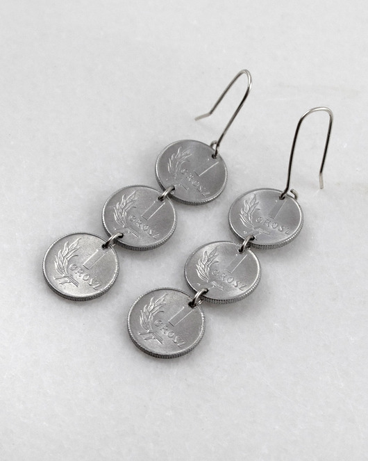 kolczyki wire wrapping Grosiki - kolczyki (lub klipsy) z monet