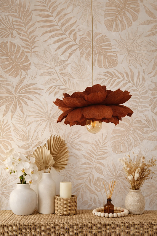 lampy wiszące Rustykalna lampa wisząca - kwiat terakota