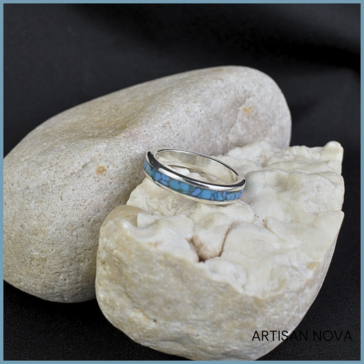 pierścionki srebrne Pierścionek Obrączka ze Srebra i Turkusów