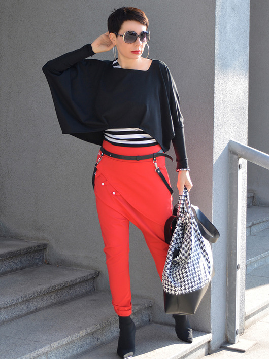 SPODNIE RED KLAPA by momo momo fashion