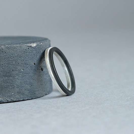 Srebrno czarny komplet 2 pierścionków oohaah Jewellery