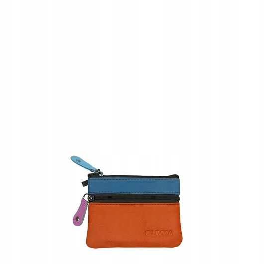 portfele damskie Saszetka skórzana skóra naturalna na klucze bilon poręczna OLIVKA