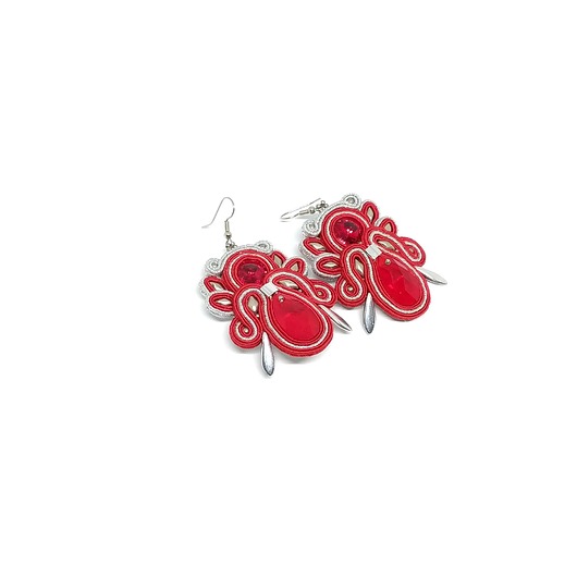 kolczyki soutache Czerwono-srebrne kolczyki sutasz - kolekcja Angel