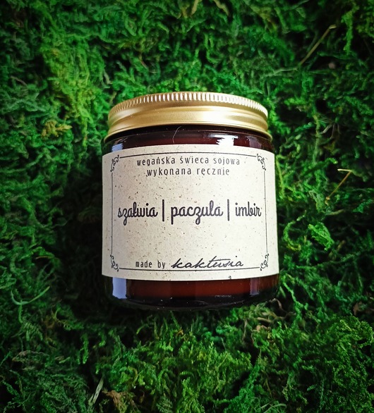 świeczniki i świece SZAŁWIA, PACZULA, IMBIR - świeca sojowa 120ml