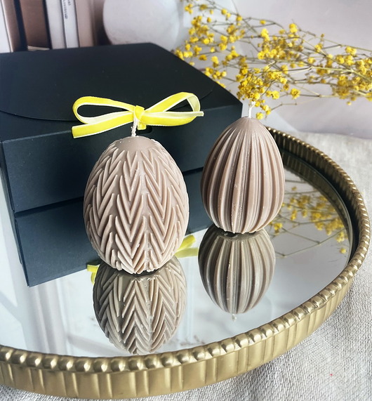 świeczniki i świece Wielkanocny zestaw/ Świece ekologiczne sojowe dekoracyjne jajka wielkanocne