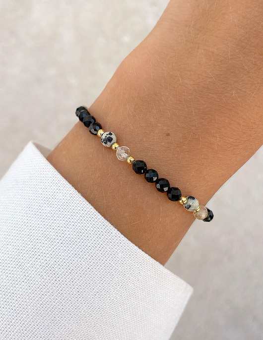 bransoletki z kamieni naturalnych Talizman - czarny turmalin, jaspis dalmatyński, cytryn, hematyt