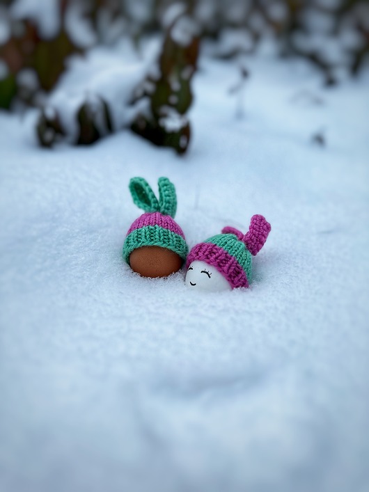 ozdoby wielkanocne Czapeczki z uszami zająca na jajka wielkanocne - zestaw 2 szt.