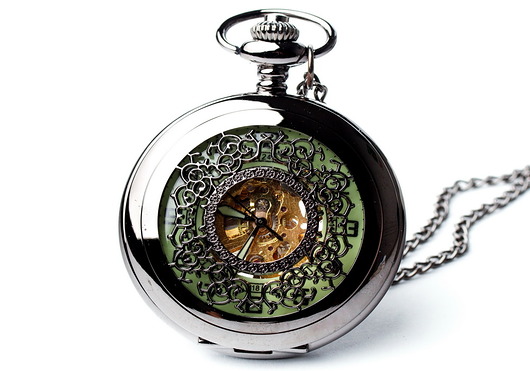 zegarki na łańcuszku Rzeźbiona Czerń - Drobiny Czasu