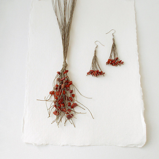 komplet biżuterii Ciemna cegła Komplet biżuterii