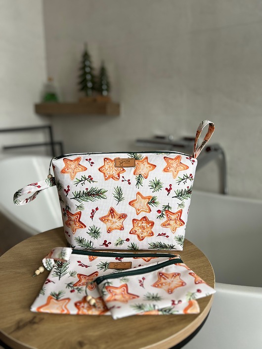 Boże Narodzenie - inne Komplet 3 kosmetyczek - Pierniczki świąteczne